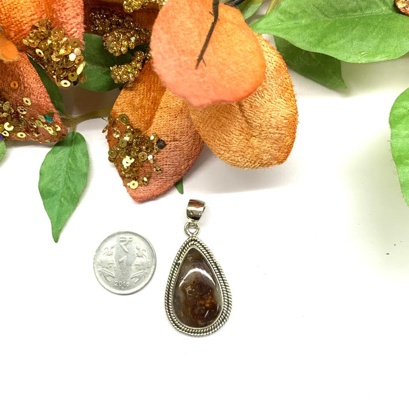 Fire Agate Pendant in Silver- Premium Collection ( Psychic Protection)