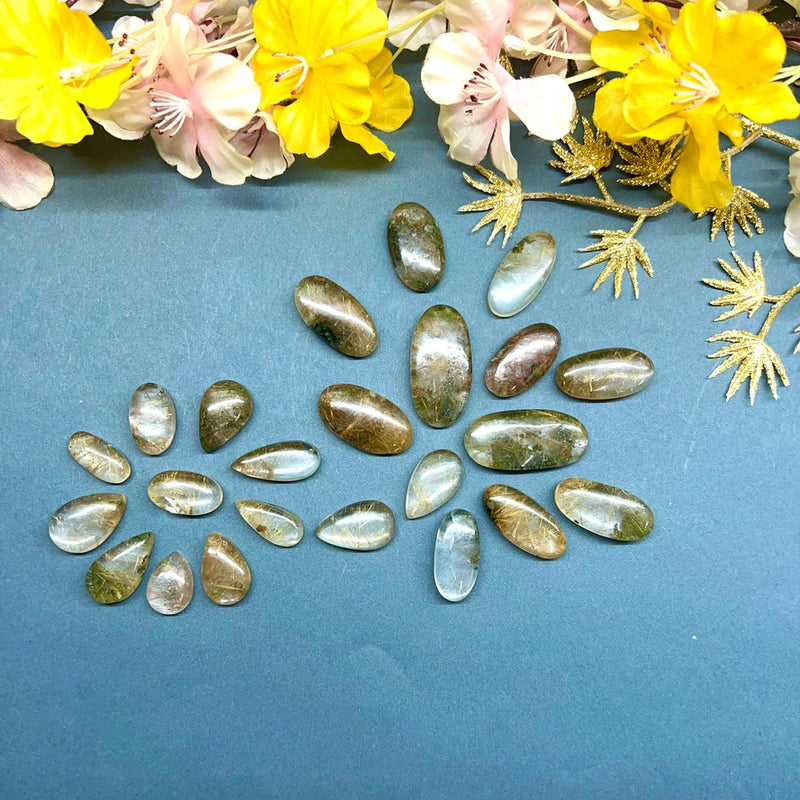 Golden and Green Rutile Cabochons