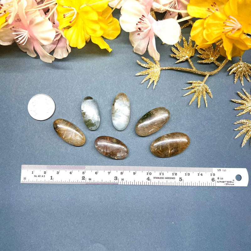 Golden and Green Rutile Cabochons