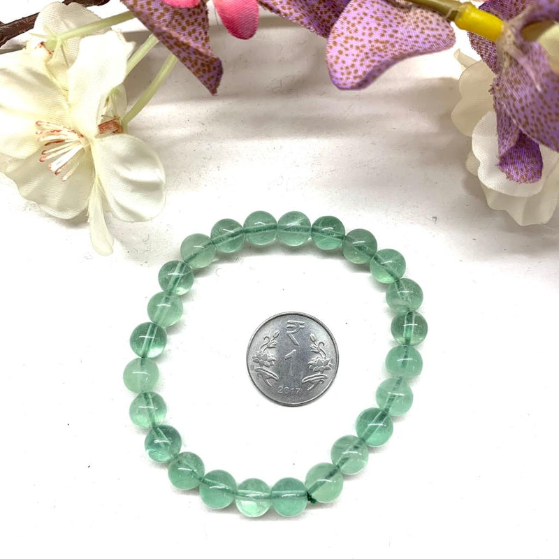Green Fluorite Round Bead Bracelet