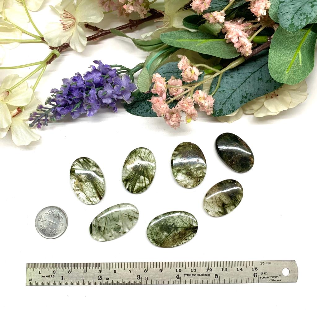 Green Rutilated Quartz Cabochons