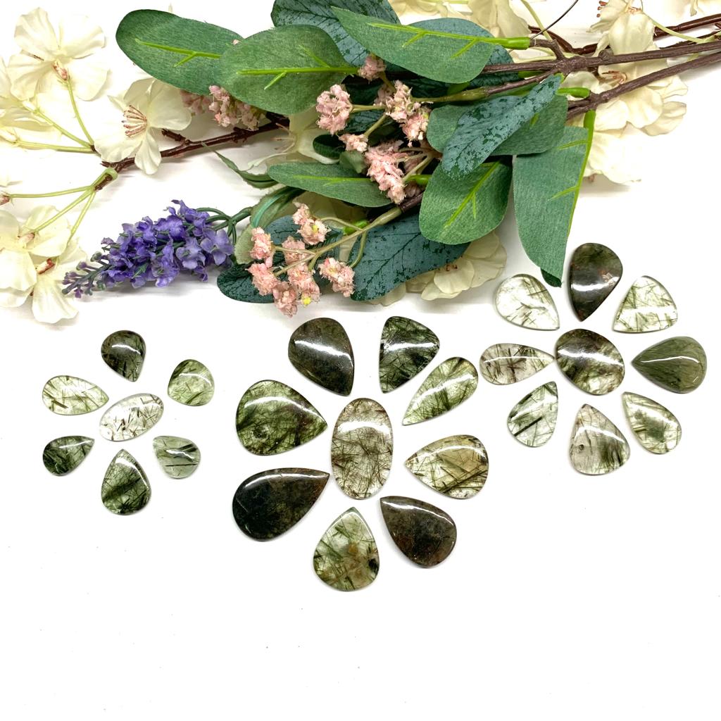 Green Rutilated Quartz Cabochons