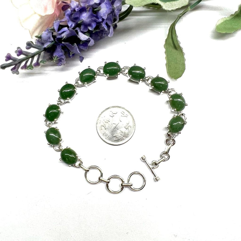 Green Aventurine & Silver Linked Tennis Bracelet (Luck & Abundance)
