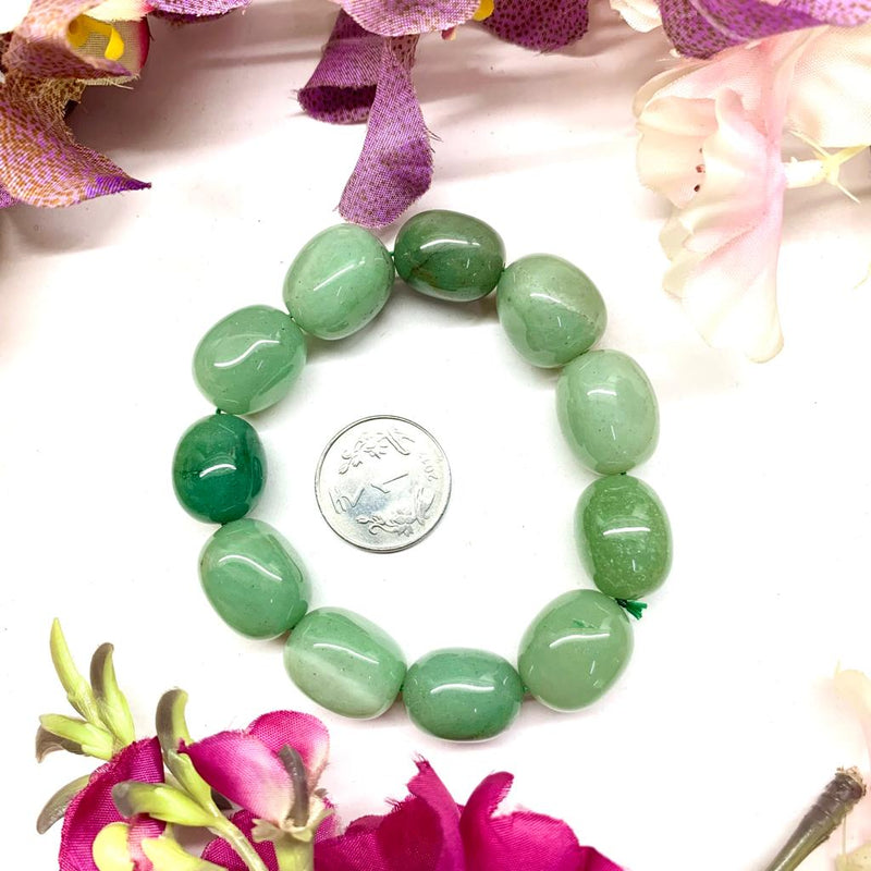 Green Aventurine Tumbled Stone Bracelet (Luck and Abundance)