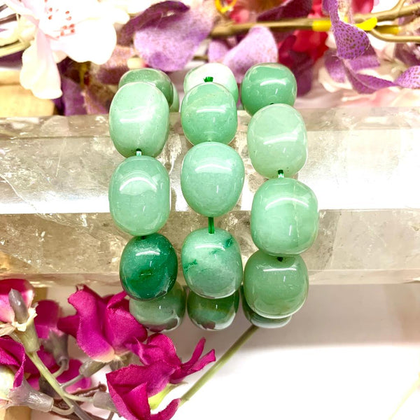 Green Aventurine Tumbled Stone Bracelet (Luck and Abundance)