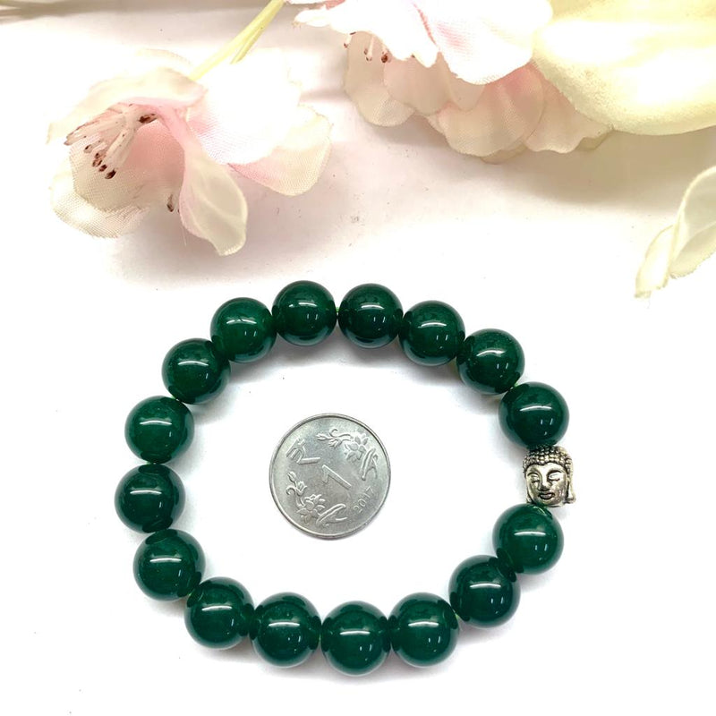 Green Onyx  Round Bead Bracelet (Attract wealth)