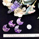 Half Moons in Rose Quartz, Amethyst and Clear Quartz (Feminine Energy)