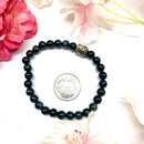 Hawks Eye / Blue Tiger Eye Round Bead Bracelet (Acceptance & Patience)