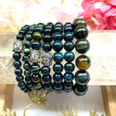 Hawks Eye / Blue Tiger Eye Round Bead Bracelet (Acceptance & Patience)