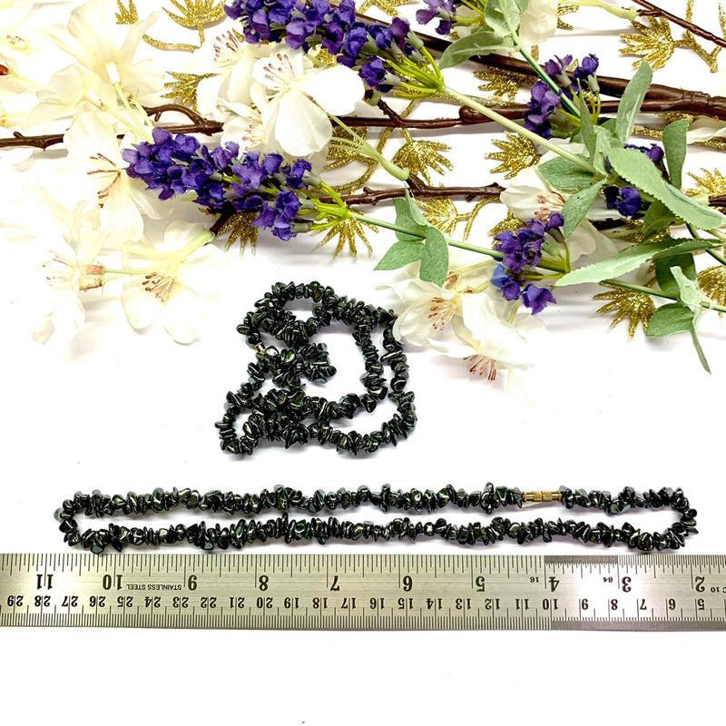 Hematite 6mm Uncut Beads /Chips Necklace