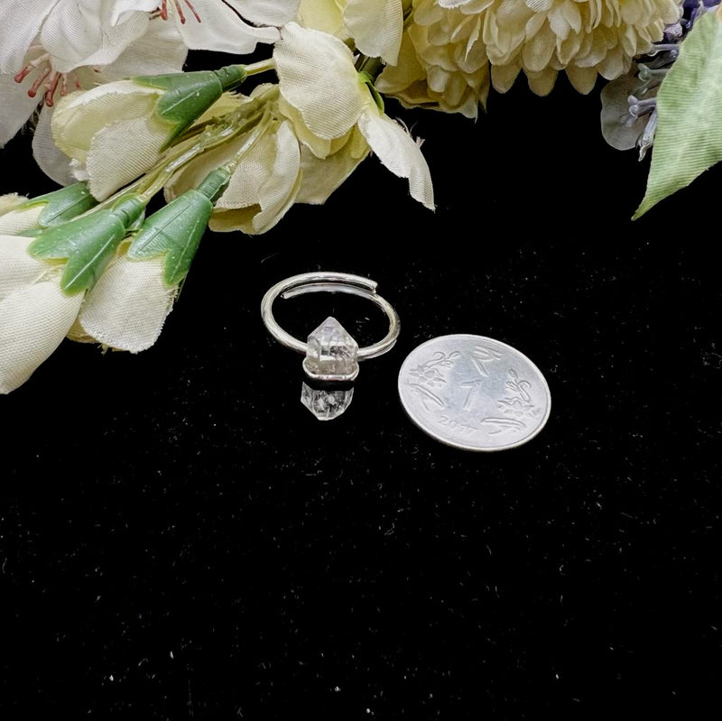 Herkimer Diamond Adjustable Ring in Silver (1 pc)