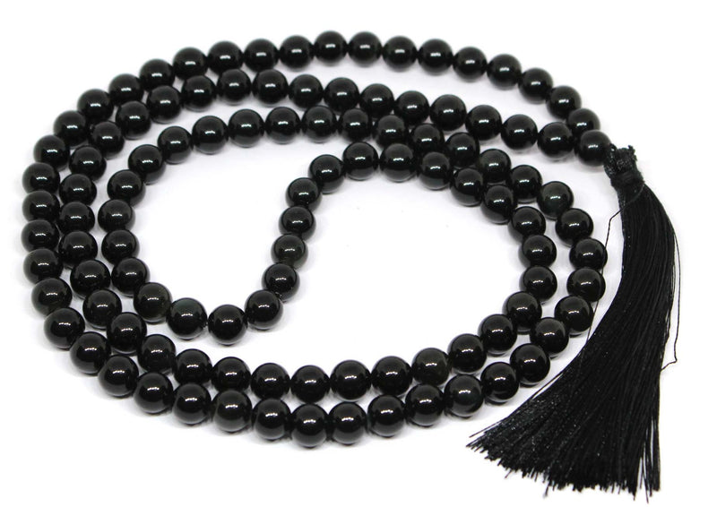 Black Obsidian Round (108 + 1=109) Beads Jaap Mala (Energetic Protection)