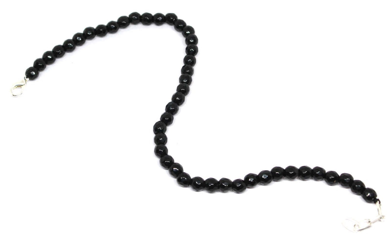 Black Onyx 6mm Faceted Round Bead Anklet