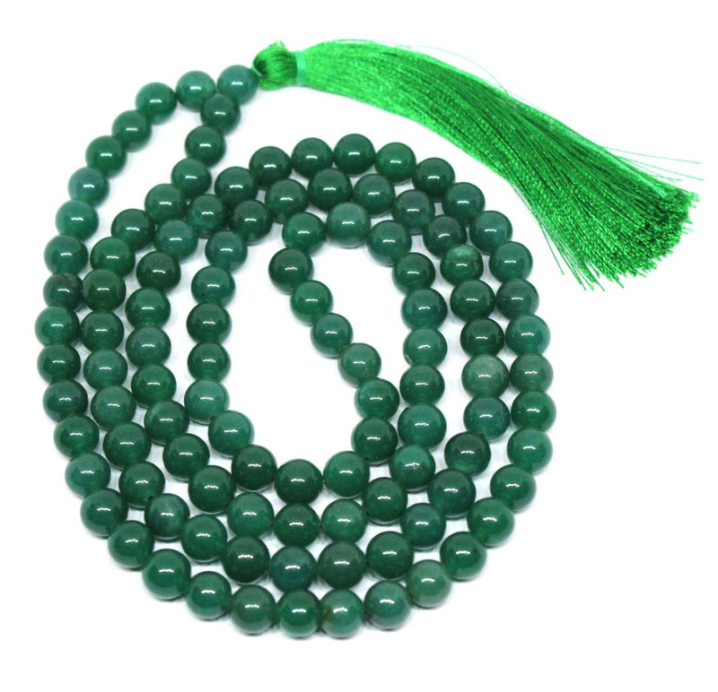 Dark Green Aventurine Round Bead Mala ( For luck and Opportunities)