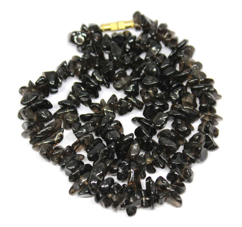 Smokey Quartz 6mm Uncut Beads /Chips Necklace (Grounding & Detoxifying)
