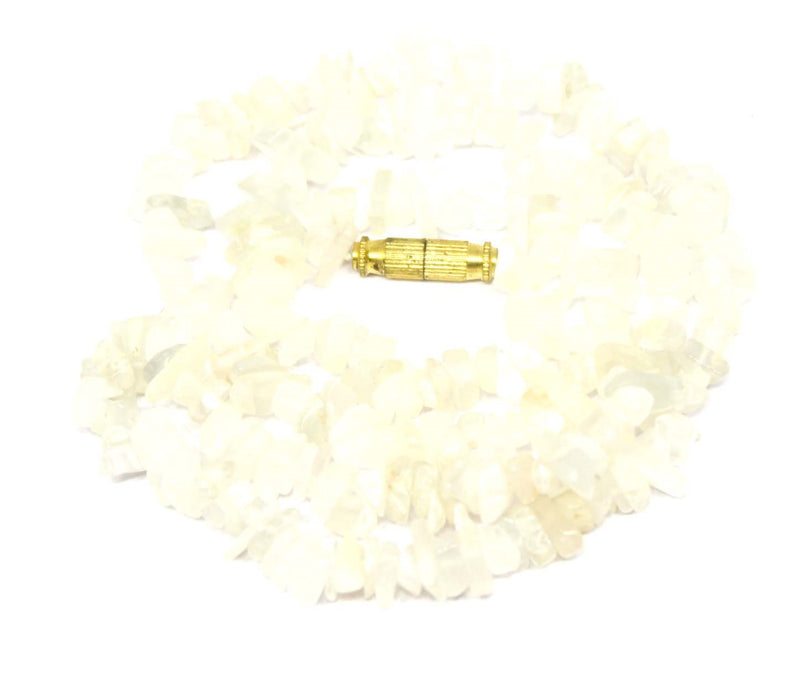 White Moonstone 6mm Uncut Beads /Chips Necklace (Divine Feminine Energy)