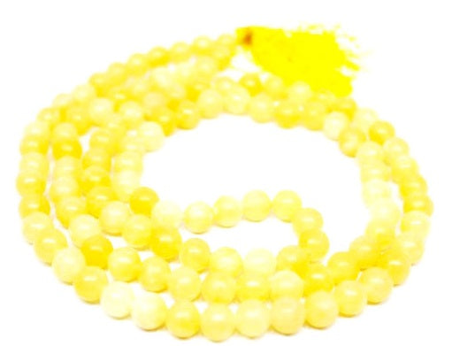 Yellow Calcite 8 mm Round (108 + 1=109) Beads Stone Jaap Mala (Positivity)