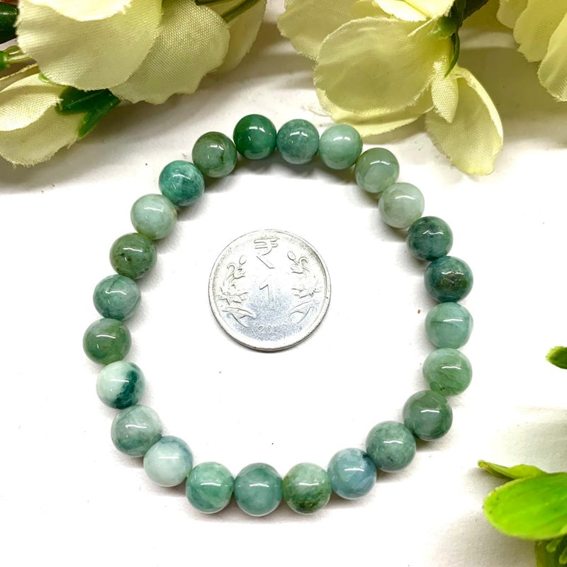 Burma Jade / Jadeite Round Bead Bracelet (Tranquility & Good Health)