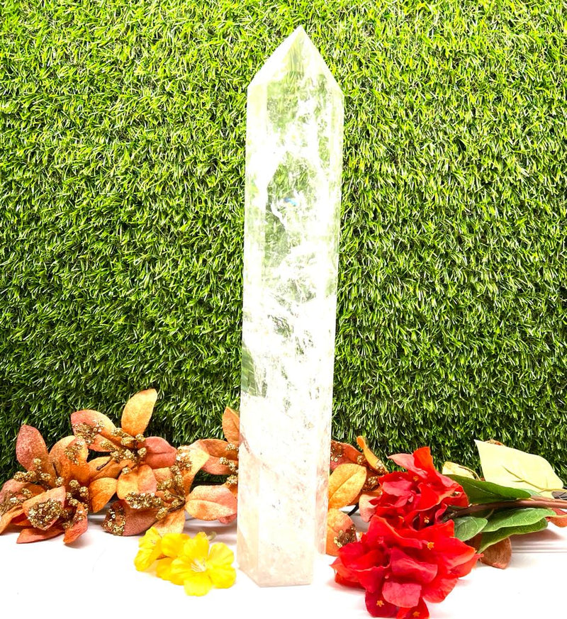 Large Towers in Clear Quartz, Black Obsidian and Ruby Kyanite (14-15 inch)