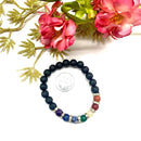 Lava with Seven Chakra Round Bead Bracelet