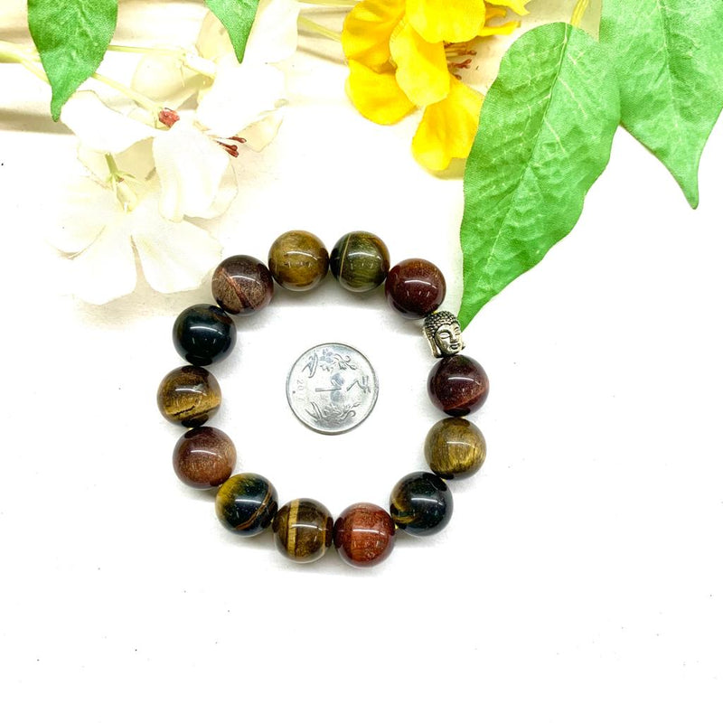 Mixed Tiger Eye Round Bead Bracelet (Confidence and Protection from Jealousy)