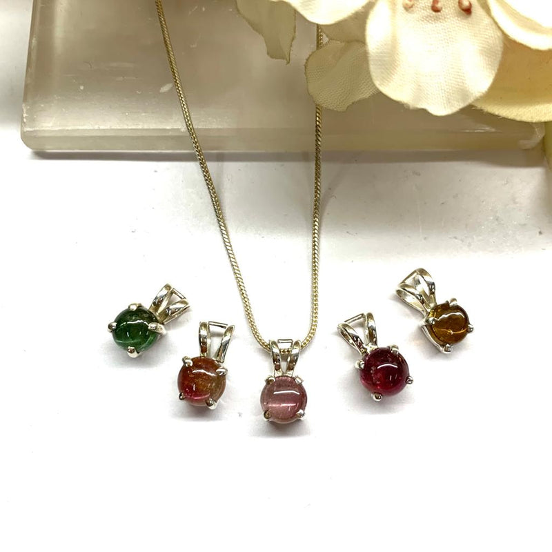 Mixed Tourmaline Small Pendants in Silver