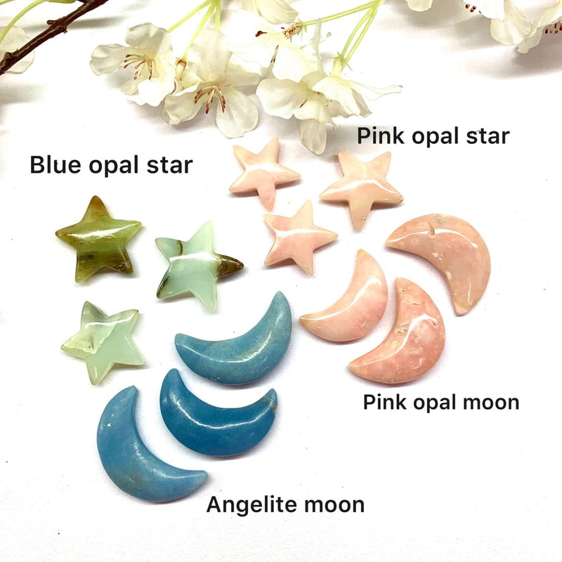 Moon & Stars in Pink Opal and Angelite