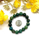 Moss Agate Round Bead Bracelet (Prosperity and Balance)