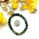 Moss Agate Round Bead Bracelet (Prosperity and Balance)
