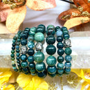 Moss Agate Round Bead Bracelet (Prosperity and Balance)