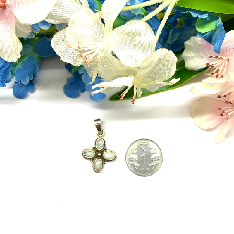 Australian Opal Small Pendant in Silver (Reverse Bad Luck)