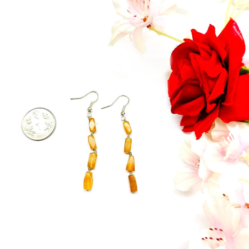 Orange Aventurine Oval multi-bead earrings (Good Fortune)