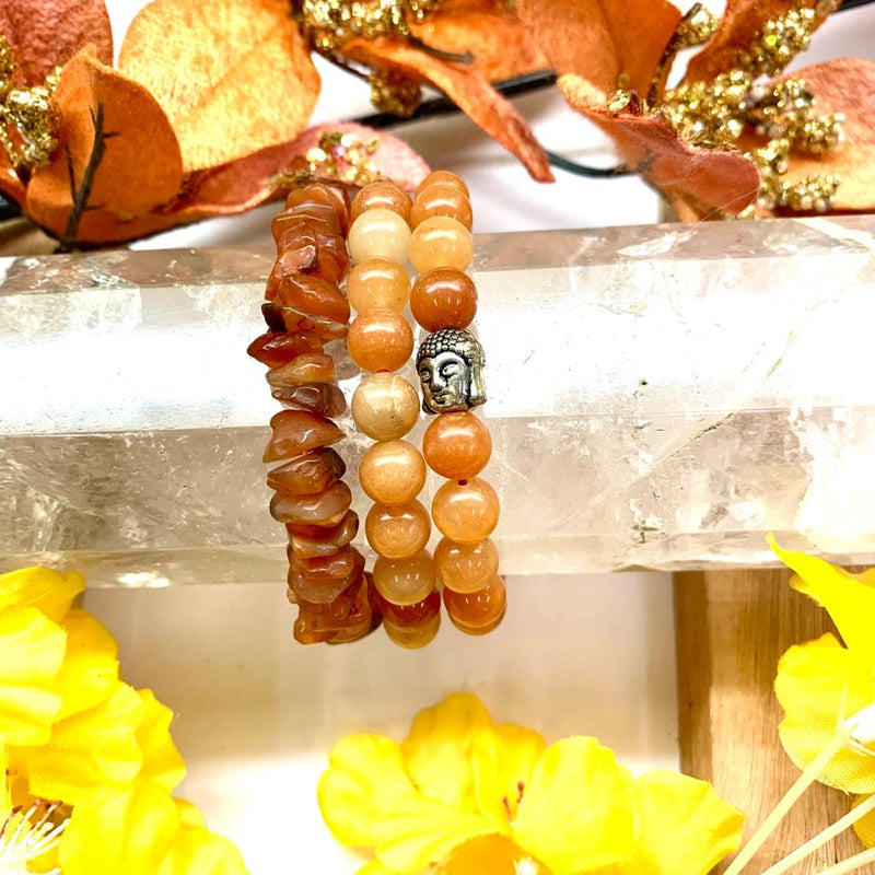 10 mukhi Rudraksha and Orange Carnelian beads Bracelet - Rudra Centre