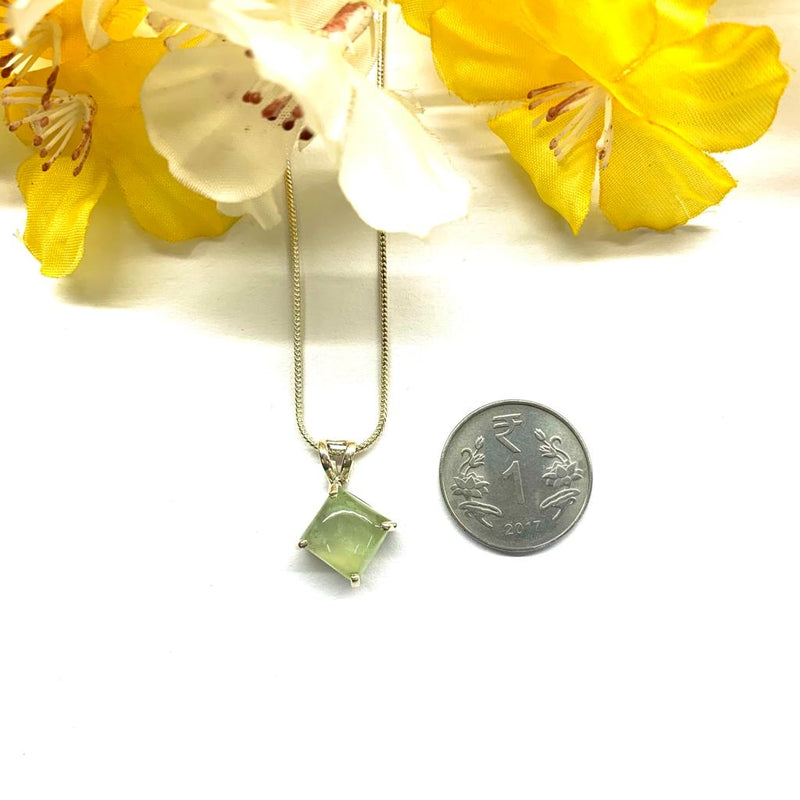 Prehnite Small Pendant in Silver