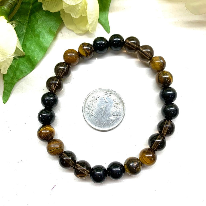 Buy Triple Protection beads Bracelet gemstone Strachable for women men and  Teens - crystals bracelets handmade protection beaded bracelets 8 mm tiger  eye, obsidian, and hematite stone bracelets at Amazon.in