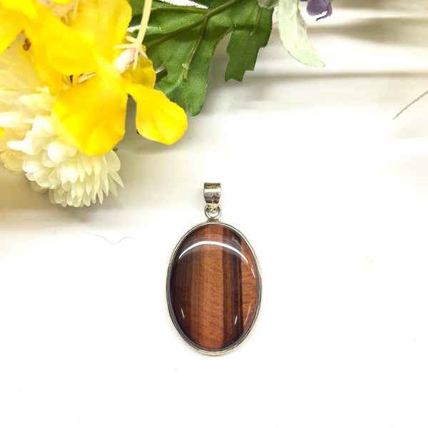 Red Tiger Eye Pendant in Silver