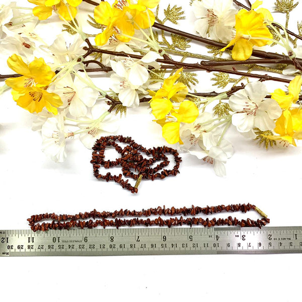 Red Jasper 6mm Uncut Beads /Chips Necklace (Strength & Endurance)