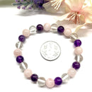 Amethyst, Rose Quartz and Clear Quartz Bracelet (Love and Calm)