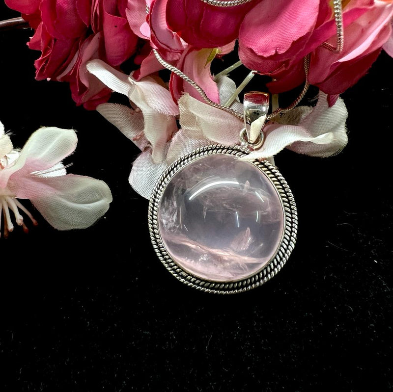 Rose Quartz Pendants in Silver Premium Collection (Love, Romance, Relationships)