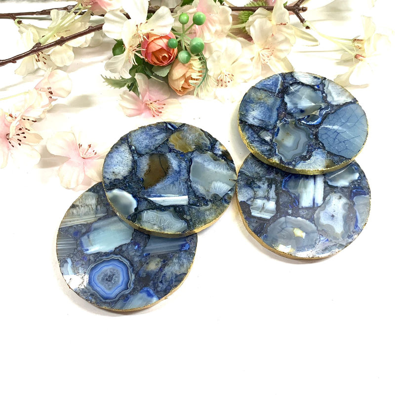 Round Agate Coasters with Gold Edging (Balance & Stability)
