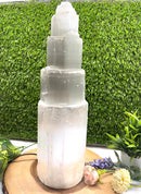 White Selenite Rough Skyscraper Lamp