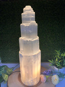 White Selenite Rough Skyscraper Lamp