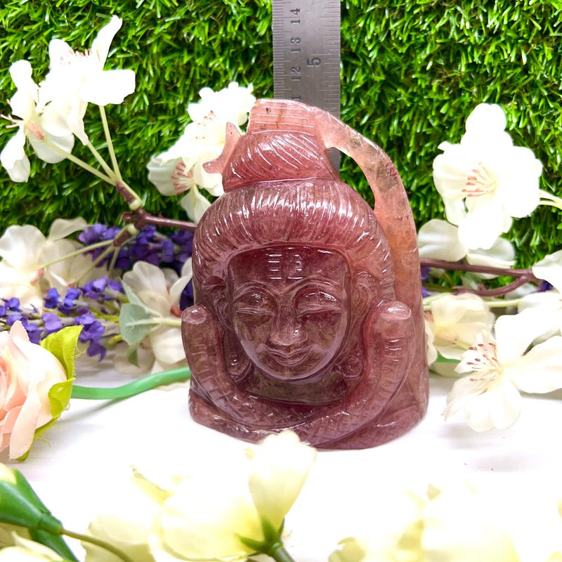 Shiva Head in Strawberry Quartz
