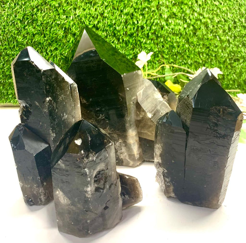 Smokey Quartz Clusters with Large Points
