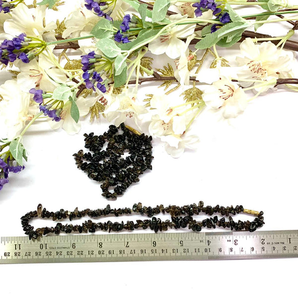 Smokey Quartz 6mm Uncut Beads /Chips Necklace (Grounding & Detoxifying)