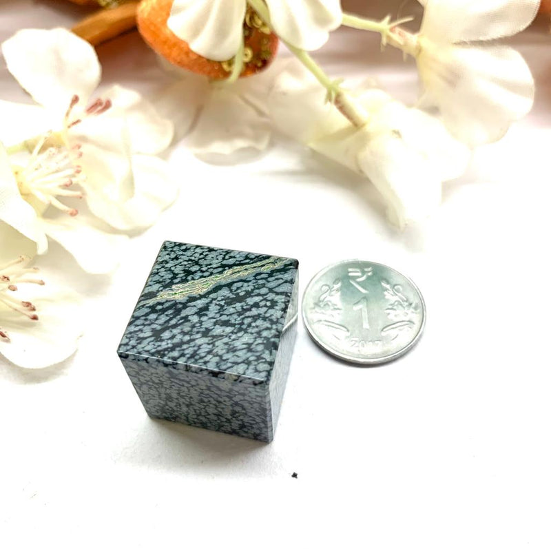 Snowflake Obsidian Cube (Grounding & Protection)