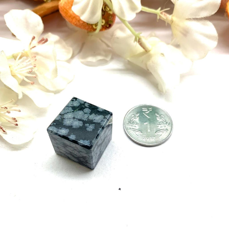 Snowflake Obsidian Cube (Grounding & Protection)