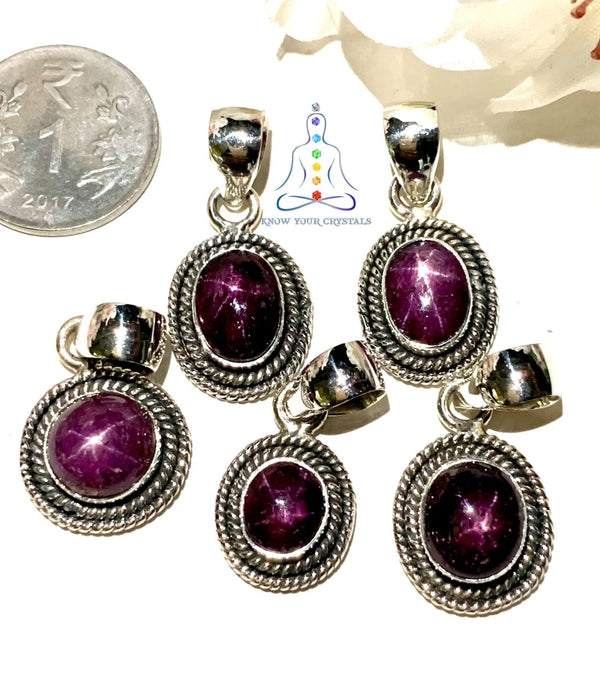 Star Ruby Pendants in Silver Premium Collection (Recognize Inner Potential)