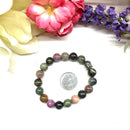 Watermelon Tourmaline Round Bead Bracelet (Soothes Emotions)
