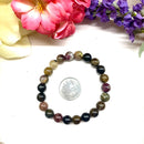 Watermelon Tourmaline Round Bead Bracelet (Soothes Emotions)
